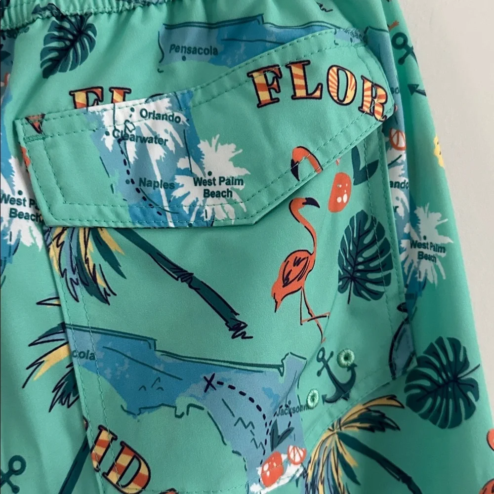 Reel Legends Green Florida Print Swim Shorts